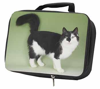 Black+White Norwegian Forest Cat Black Insulated School Lunch Box/Picnic Bag