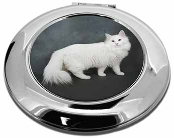 White Norwegian Forest Cat Make-Up Round Compact Mirror