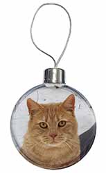 Pretty Ginger Cat Christmas Bauble