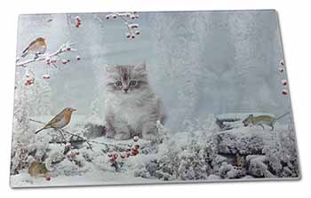 Large Glass Cutting Chopping Board Spirit Cat on Kitten Watch