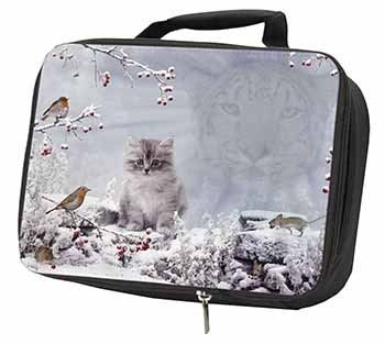 Spirit Cat on Kitten Watch Black Insulated School Lunch Box/Picnic Bag