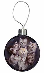 Cute Kittens+Dragonfly Christmas Bauble