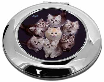 Cute Kittens+Dragonfly Make-Up Round Compact Mirror