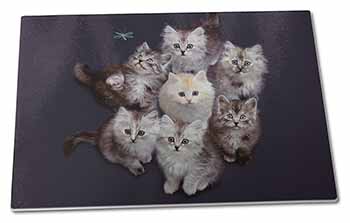 Large Glass Cutting Chopping Board Cute Kittens+Dragonfly