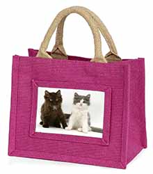 Cute Kittens Little Girls Small Pink Jute Shopping Bag