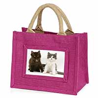 Cute Kittens Little Girls Small Pink Jute Shopping Bag