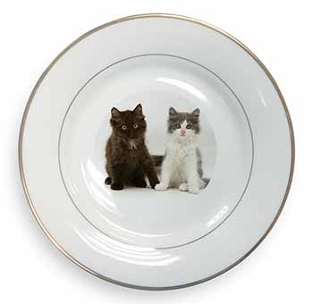 Cute Kittens Gold Rim Plate Printed Full Colour in Gift Box