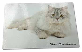 Large Glass Cutting Chopping Board Chinchilla Persian Cat 