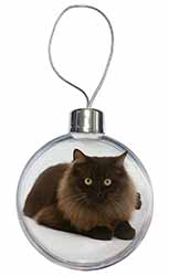 Chocolate Black Cat Christmas Bauble