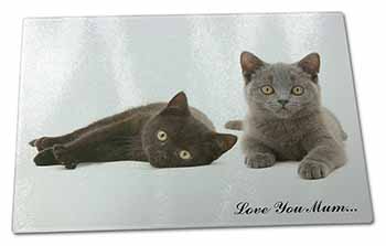 Large Glass Cutting Chopping Board Kittens 