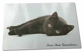 Large Glass Cutting Chopping Board Black Cat 