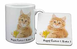 Ginger Cat Personalised Name Mug and Coaster Set