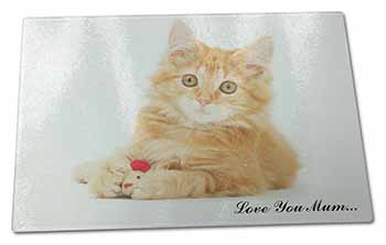 Large Glass Cutting Chopping Board Ginger Kitten 