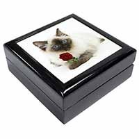 Ragdoll Kitten Cat with Red Rose Keepsake/Jewellery Box