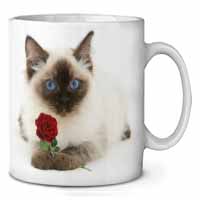 Ragdoll Kitten Cat with Red Rose Ceramic Coffee Mug/Tea Cup