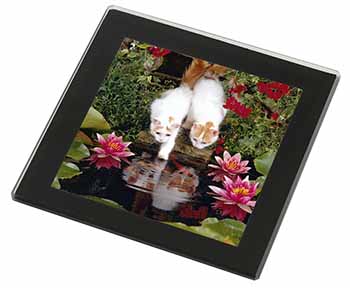 Turkish Van Cats by Fish Pond Black Rim High Quality Glass Coaster