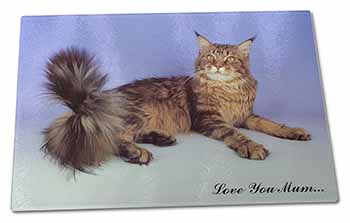 Large Glass Cutting Chopping Board Maine Coon Cat 