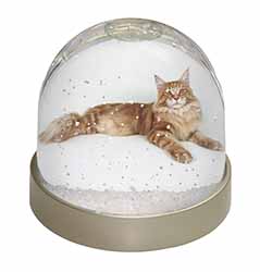 Red Maine Coon Cat Snow Globe Photo Waterball