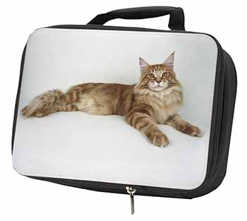 Red Maine Coon Cat Black Insulated School Lunch Box/Picnic Bag