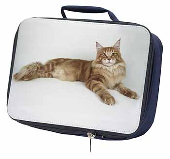 Red Maine Coon Cat Navy Insulated School Lunch Box/Picnic Bag