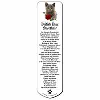 British Blue Kitten with Red Rose Bookmark, Book mark, Printed full colour