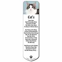 Pretty Grey and White Cats Face Bookmark, Book mark, Printed full colour