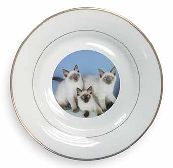 Ragdoll Kittens Gold Rim Plate Printed Full Colour in Gift Box