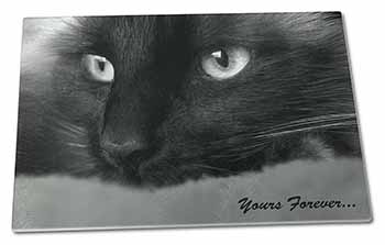 Large Glass Cutting Chopping Board Black Cat 