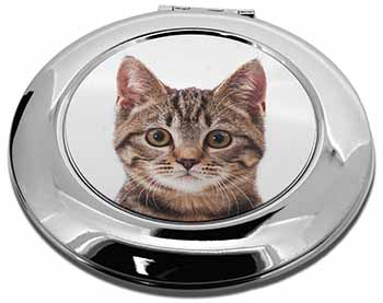 Brown Tabby Cats Face Make-Up Round Compact Mirror