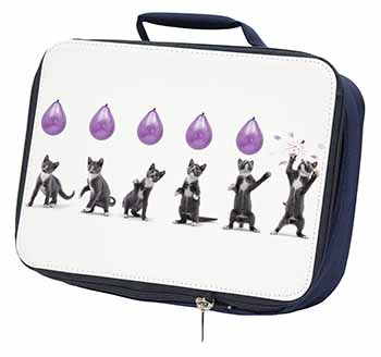 Kittens Bursting Balloons Navy Insulated School Lunch Box/Picnic Bag