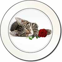 Tabby Kitten Cat with Red Rose Car or Van Permit Holder/Tax Disc Holder