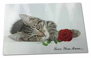 Large Glass Cutting Chopping Board Kitten+Rose 