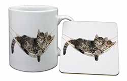 Kittens in Hammock Mug and Coaster Set