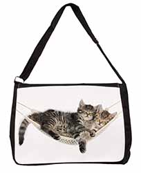 Kittens in Hammock Large Black Laptop Shoulder Bag School/College