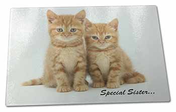 Large Glass Cutting Chopping Board Ginger Kittens 