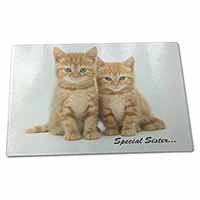 Large Glass Cutting Chopping Board Ginger Kittens 