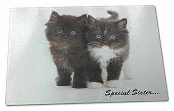 Large Glass Cutting Chopping Board Black Kittens 