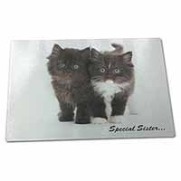 Large Glass Cutting Chopping Board Black Kittens 