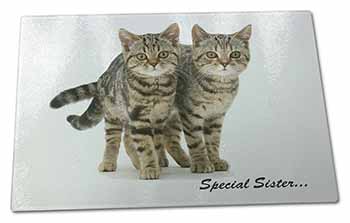 Large Glass Cutting Chopping Board Tabby Kittens 