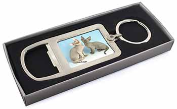 Devon Rex Cats Chrome Metal Bottle Opener Keyring in Box