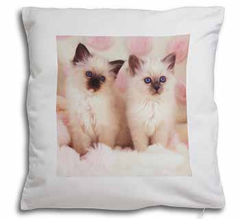 Birman Cat Kittens Soft White Velvet Feel Scatter Cushion