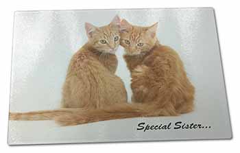 Large Glass Cutting Chopping Board Ginger Kittens 