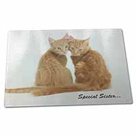 Large Glass Cutting Chopping Board Ginger Kittens 