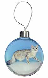 Siberian Silver Cat Christmas Bauble