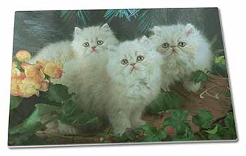 Large Glass Cutting Chopping Board Cream Persian Kittens