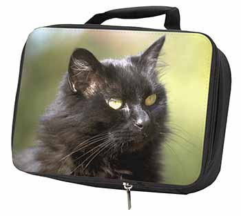 Beautiful Fluffy Black Cat Black Insulated School Lunch Box/Picnic Bag