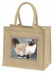 Gorgeous Birman Cat Natural/Beige Jute Large Shopping Bag