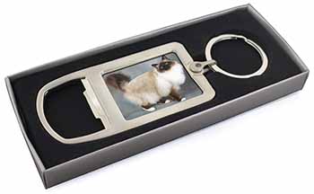 Gorgeous Birman Cat Chrome Metal Bottle Opener Keyring in Box