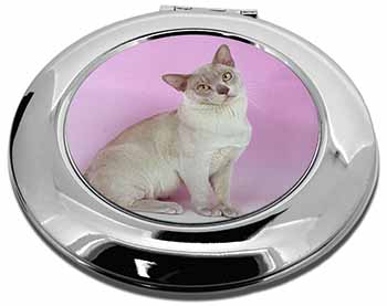 Lilac Burmese Cat Make-Up Round Compact Mirror