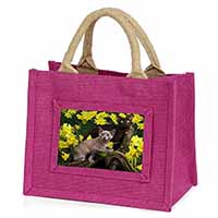 Burmese Cats Amoungst Daffodils Little Girls Small Pink Jute Shopping Bag